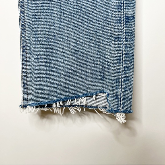 Agolde Riley High Rise Straight Crop Jeans Zephyr Wash Frayed Hem Size 25 - Picture 9 of 15
